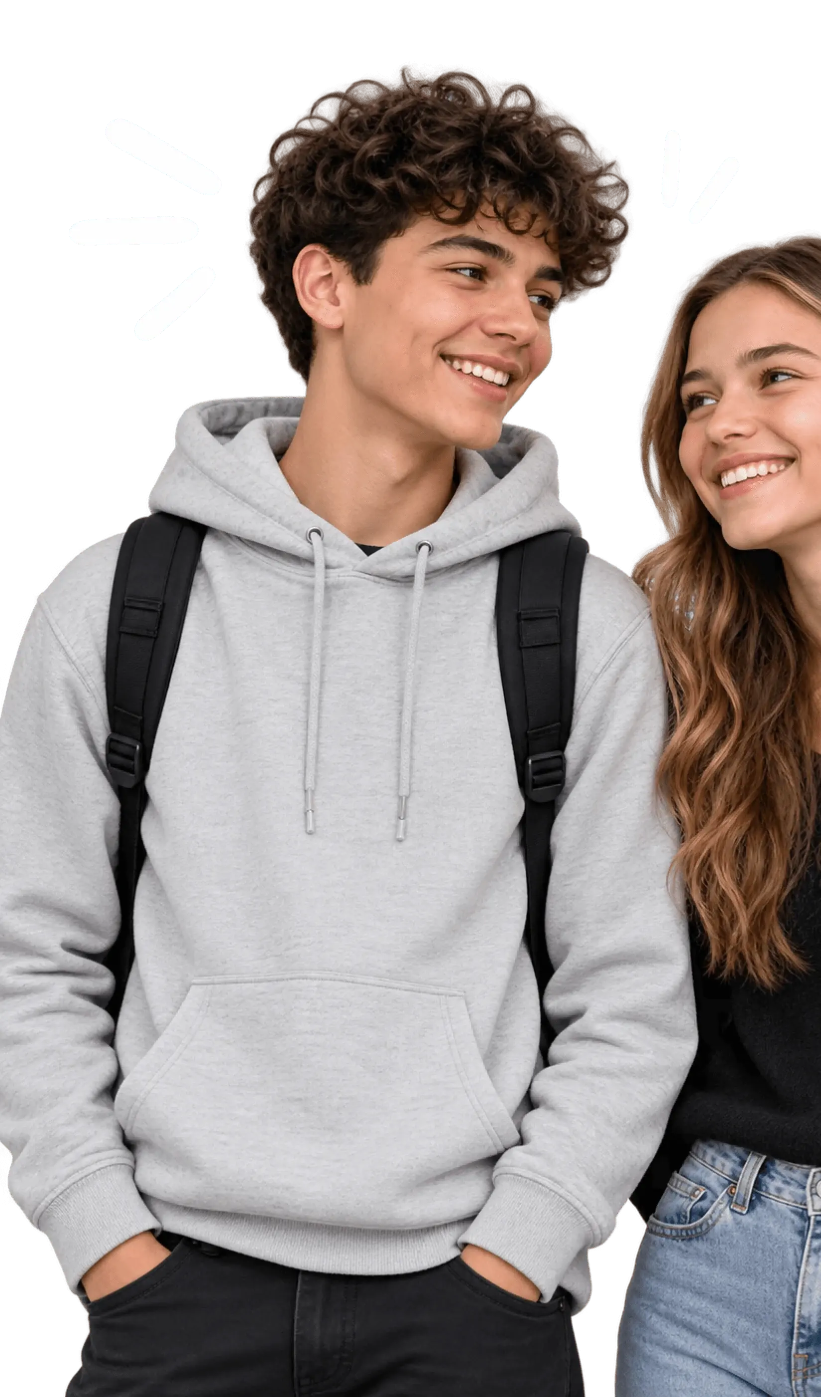 Schüler mit Rucksack auf dem Weg zur Schule